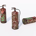 Three Rusty Old Fire Extinguishers With Vintage Design For Home Safety