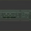 Traditional Green Brick Building Design With Symmetrical Roof And Decorative Portico