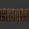 Rustic Scenic Landscape With Circular Wooden Fence Brown Logs Rope Bindings And Reflection