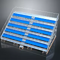 Temporary Stadium Stands Design With Blue Seats And Metal Frame Structure 3d model