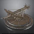 Ancient War Weapon Featuring Mechanical Structure Wooden Metal Parts And Circular Platform