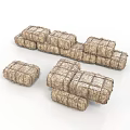 Garden Straw Bales Supporting Colorful Flowers And Green Foliage