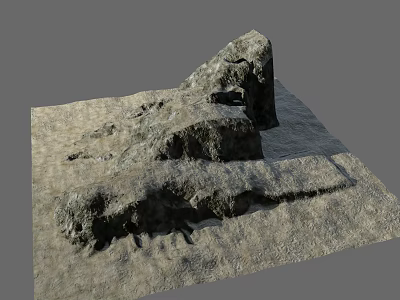 Outdoor Garden Landscape With Natural Rock Formation And Rough Textured Ground 3d model
