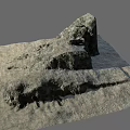 Outdoor Garden Landscape With Natural Rock Formation And Rough Textured Ground