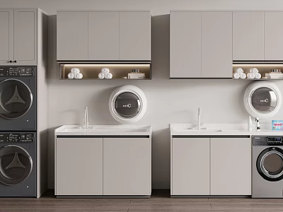 Modern White Bathroom Cabinet Rack with Upper Cabinets Towels Sink and Faucet 3d model