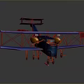 Vintage Blue Biplane with Orange Wings Red Accents and Yellow Engines Classic Design