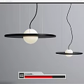 Modern Hanging Chandeliers With Black Circular Ring And White Spherical Shade 3d model