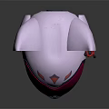 Futuristic Cat Ear Shaped Combat Helmet With Purple Visor And Red Accents