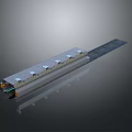 Long Industrial Structure 3D Model With White Roof Units And Reflective Base