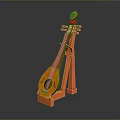 Modern Orange Lute Shaped Home Daily Necessity With Sturdy Wooden Stand Design