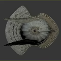 Detailed Ancient Metallic Decorative Steel Helmet With Fan Shaped Armor Design