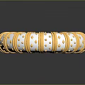 Elegant Gold And White Bracelet With Decorative Dots Diamond Shapes Design