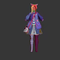 Cute Cat Ear Headband Blue Coat Blue Skirt Pink Backpack Striped Stockings Outfit
