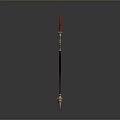 Elegant Decorative Spear With Golden Spearhead Red Accents And Black Shaft