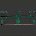 Green Metal Circular Rotating Playground Equipment With Wooden Seats For Kids