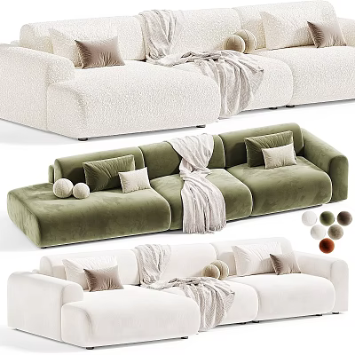Modern Soft Upholstered Multi Seater Sofas With Throw Pillows For Cozy Living Room Home Decoration 3d model