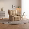 Beige Single Recliner Sofa on Round Rug with Green Floor Lamp and Side Table