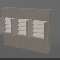 Modern White Display Shelf With Multiple Open Compartments And Doors