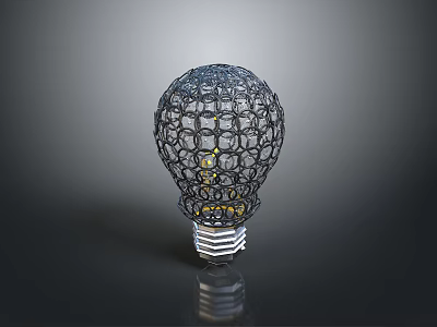 Modern Mesh Design Lighting Combination With Bulb Shape Structure And Warm Yellow Illumination 3d model