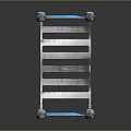 Durable Multi layer Metal Sports Equipment Storage Rack With Blue Wheels
