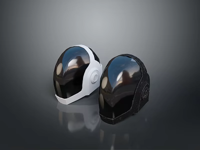 Advanced Weapon Helmets with Modern Sleek Reflective Design in White and Black 3d model