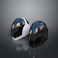 Advanced Weapon Helmets with Modern Sleek Reflective Design in White and Black 3d model