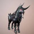 Game and Movie Character Black Armored Horse Like Creature With Red Eyes And Spikes