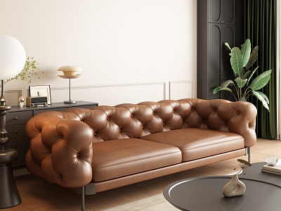 Middle Ancient Living Room Middle Ancient Sofa Leather Sofa model