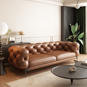 Middle Ancient Living Room Middle Ancient Sofa Leather Sofa 3d model