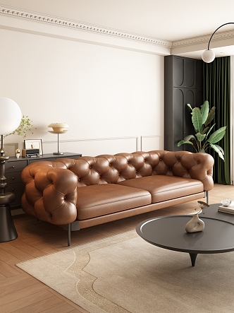 Middle Ancient Living Room Middle Ancient Sofa Leather Sofa 3d model