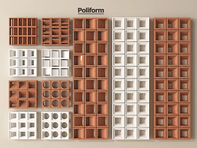 Poliform Modern Room Dividers With Various Brown And White Designs 3d model