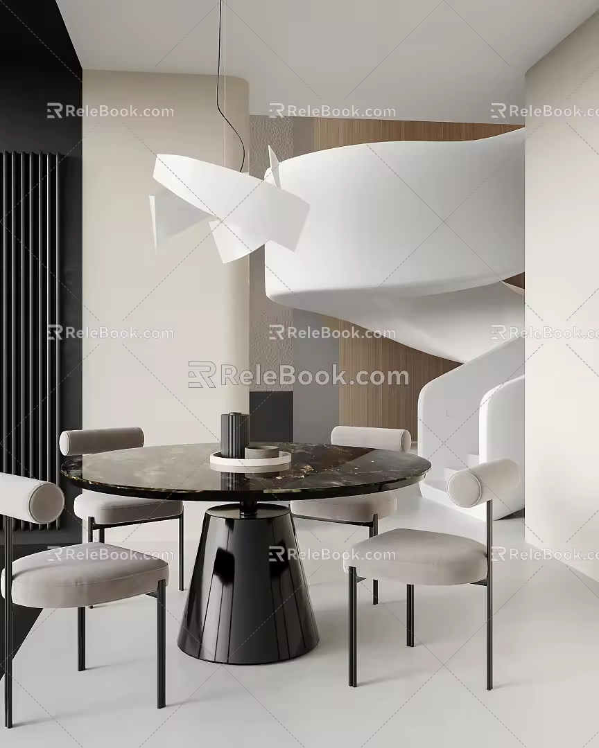 Modern Dining Table and Chair Combination Table Jewelry Ornaments 3d model