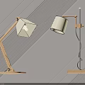 Two Modern Adjustable Table Lamps With Wooden Base And White Illuminated Shades