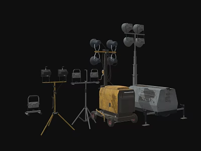 Portable Lighting Towers With Generator Sets For Construction Site Use 3d model