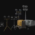 Portable Lighting Towers With Generator Sets For Construction Site Use