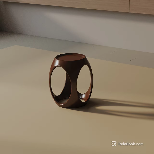 Dark Brown Modern Side Table With Circular Cutouts And Stylish Design 3d model 