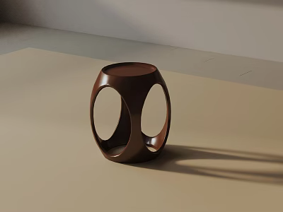 Dark Brown Modern Side Table With Circular Cutouts And Stylish Design 3d model