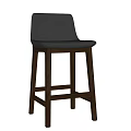 Modern Bar Stools With Gray Upholstery And Dark Wooden Frame Design
