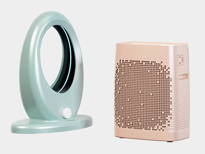 Household Electrical Appliances Light Green Bladeless Fan And Pink Compact Dehumidifier With Modern Design 3d model