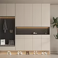 Modern Shoe Cabinet Design With Hanging Area Lighting Storage Bench Shoes And Plants