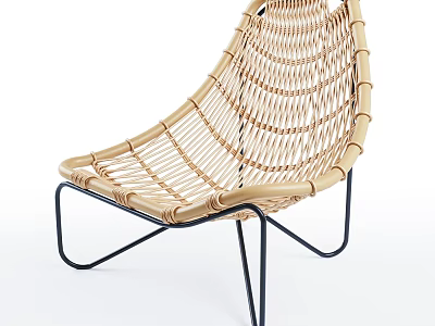 Modern Rattan Leisure Chair With Black Metal Frame And Stylish Woven Design 3d model