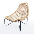 Modern Rattan Leisure Chair With Black Metal Frame And Stylish Woven Design