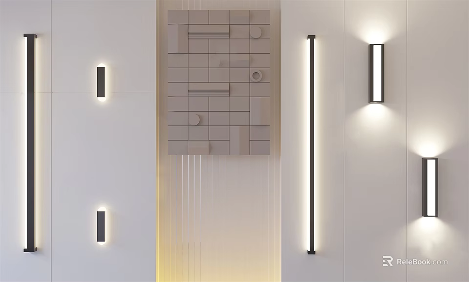 Modern Wall Lights Design For Contemporary Interior With White Wall And Decorative Panels 3d model 