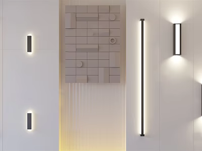 Modern Wall Lights Design For Contemporary Interior With White Wall And Decorative Panels 3d model