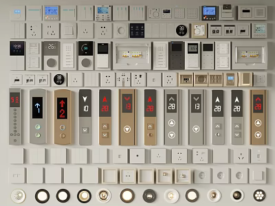 Collection Of Modern Switch Panels With Diverse Designs And Home Applications 3d model