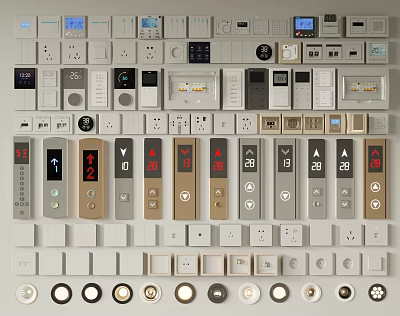 Collection Of Modern Switch Panels With Diverse Designs And Home Applications 3d model