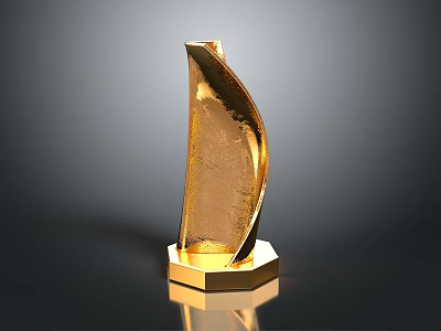 Modern Golden Curved Leaf Shaped Furniture Decor With Hexagonal Base 3d model