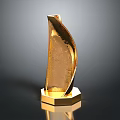 Modern Golden Curved Leaf Shaped Furniture Decor With Hexagonal Base