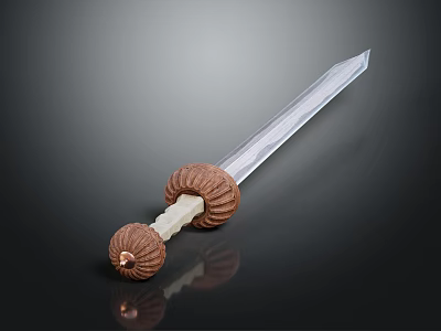 Traditional Sword With Transparent Blade And Brown Decorative Hilt White Grip 3d model