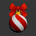 Weapon Themed Christmas Ornament Featuring Red Bow And Striped Pattern Design 3d model